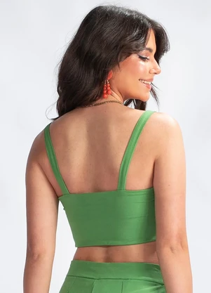 Maria Filó - Cropped com Alças em Viscose Verde - MARIA FILÓ