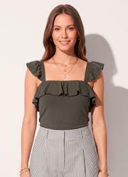 Cropped Verde com Babados