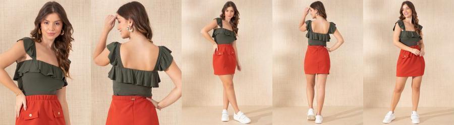 Cropped Verde com Babados