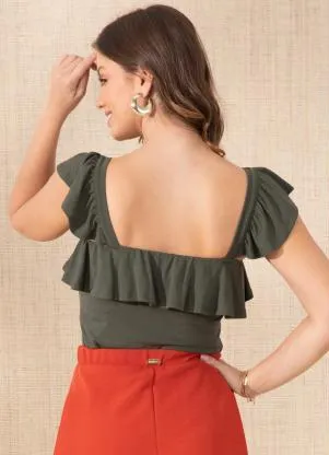 Quintess - Cropped Verde com Babados - QUINTESS
