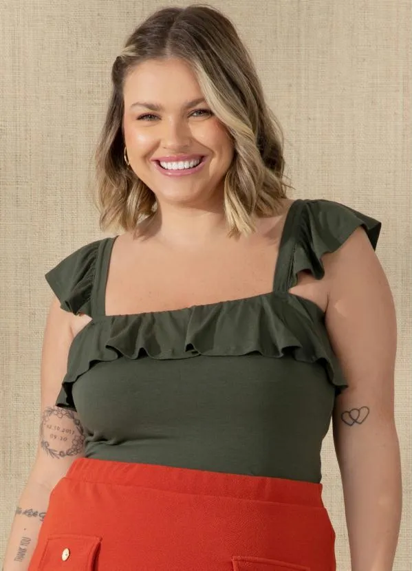 Quintess - Cropped Verde com Babados 5