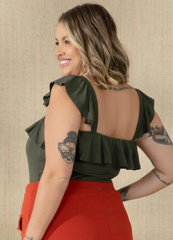 Quintess - Cropped Verde com Babados 4