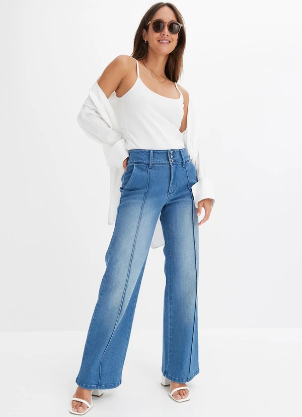 bonprix - Kit 3 Blusas Preto/Mescla/Branco em Malha Cotton 3