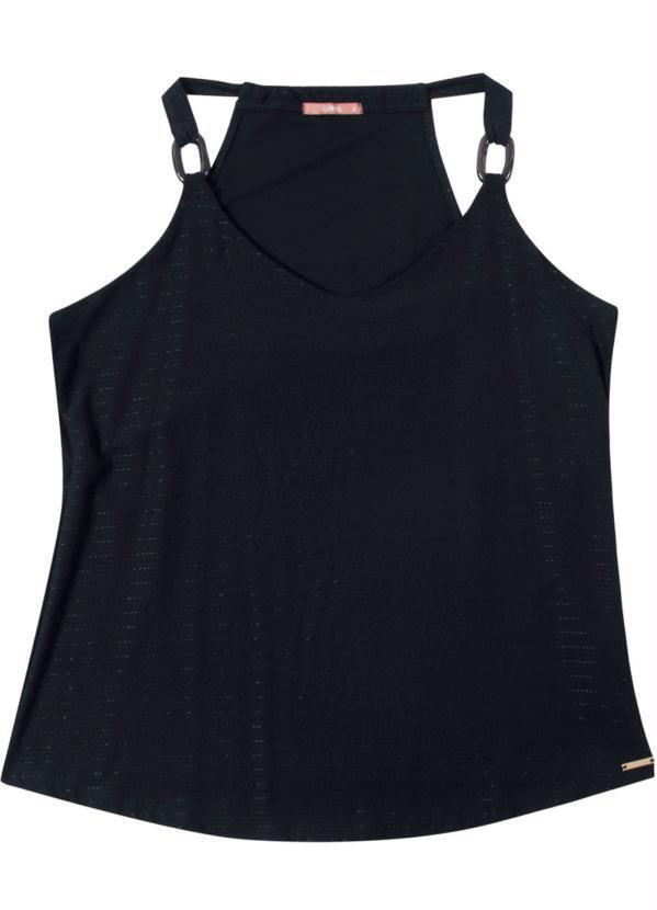 Gris - Regata com Detalhe na Alça e Decote Preto