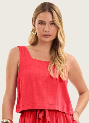 Endless - Regata Cropped Feminino em Linho Laranja - ENDLESS