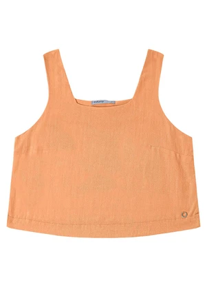 Endless - Regata Cropped Feminino em Linho Laranja - ENDLESS