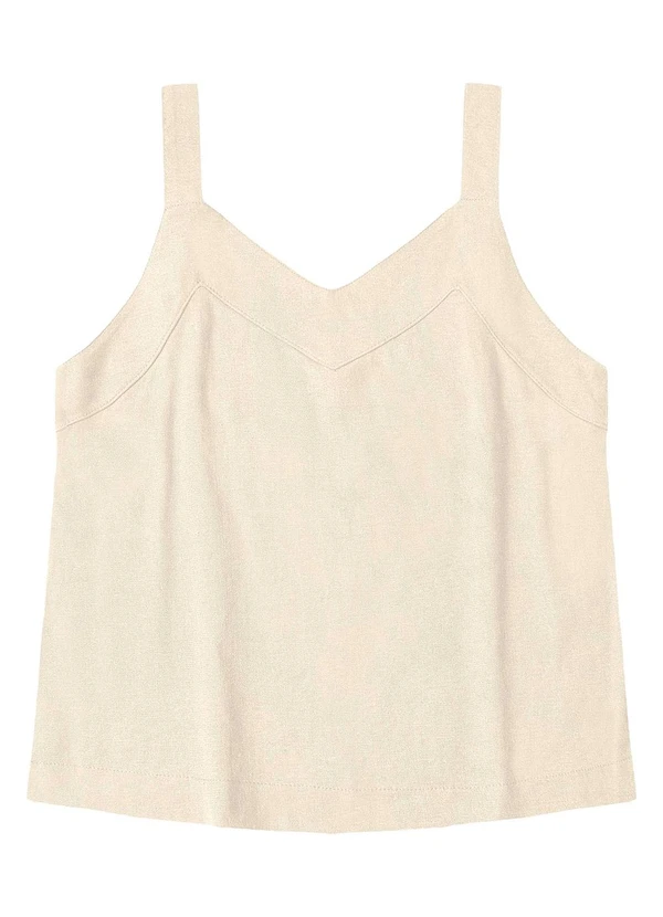 Endless - Regata Feminina em Linho Decote V Bege