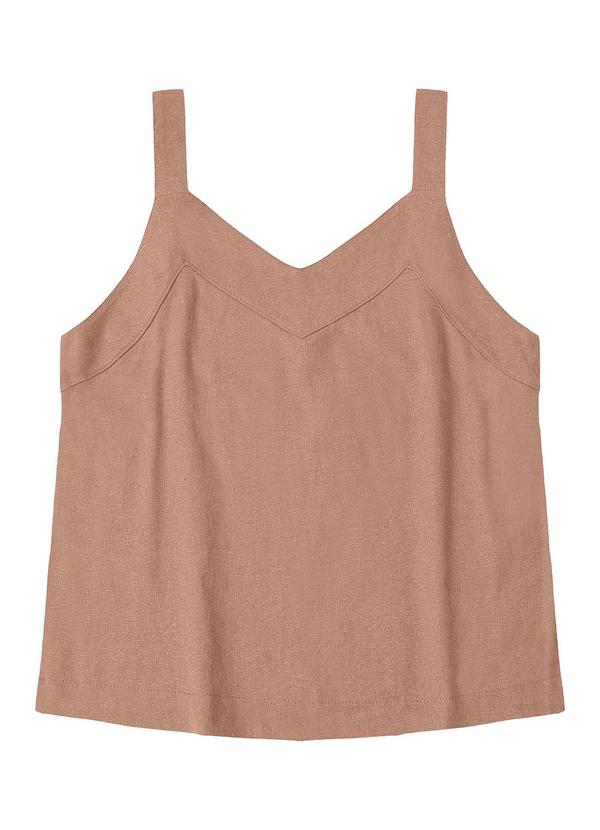 Endless - Regata Feminina em Linho Decote V Marrom