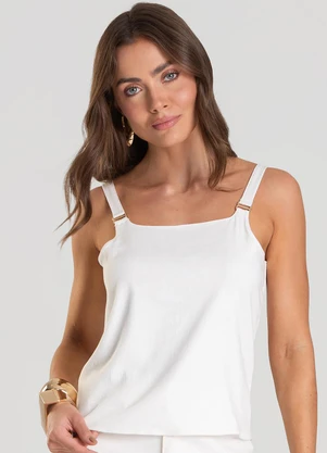 Dianna - Regata Feminina em Tecido de Viscose Bege - DIANNA