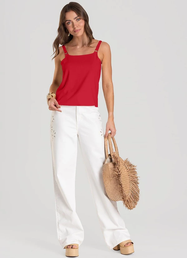 Dianna - Regata Feminina em Tecido de Viscose Vermelho 3