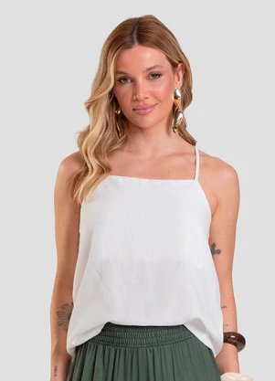 Dianna - Regata Feminina em Tecido Linho Bege - DIANNA