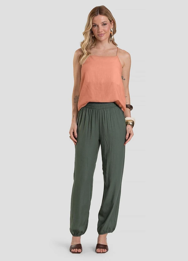 Dianna - Regata Feminina em Tecido Linho Laranja 3