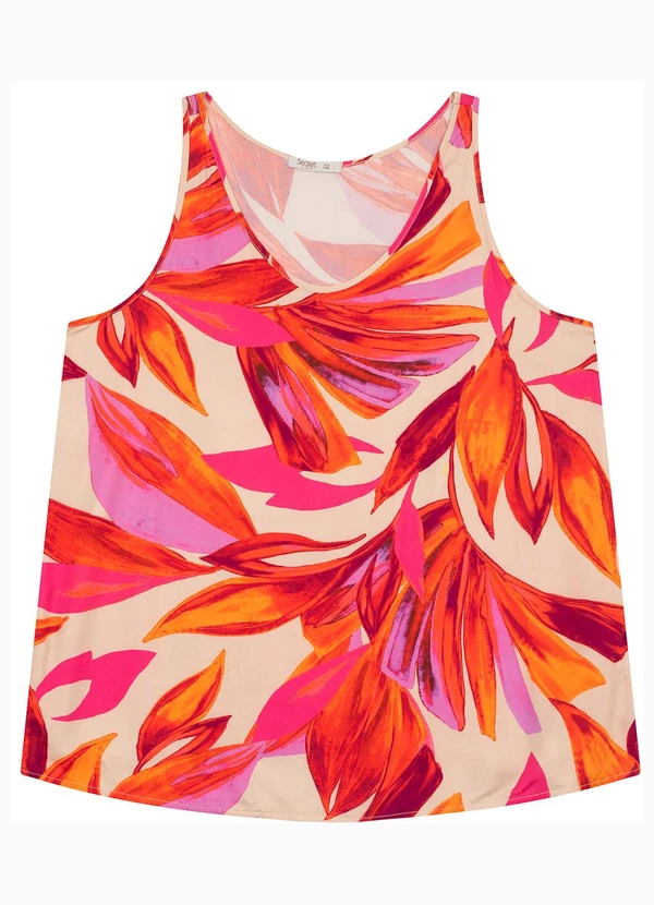 Secret Glam - Regata Feminina Plus Size em Viscose Laranja 2