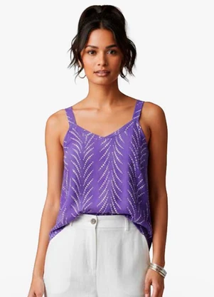 Infinita Cor - Regata Feminina Quadriculada Roxo - INFINITA COR