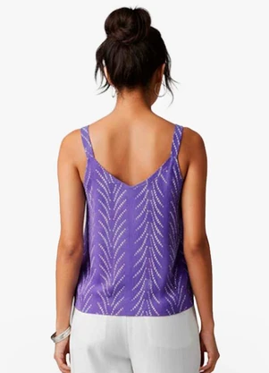 Infinita Cor - Regata Feminina Quadriculada Roxo - INFINITA COR