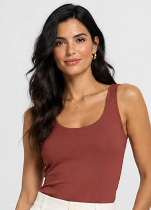 Rovitex - Regata Feminino Cotton 30 Básica Marrom - ROVITEX