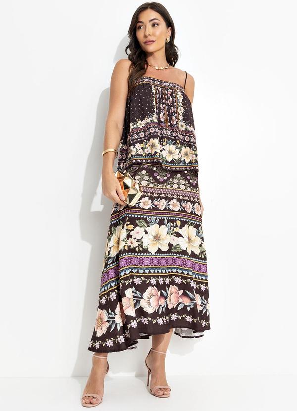 Farm - Regata Flori em Viscose Marrom 10