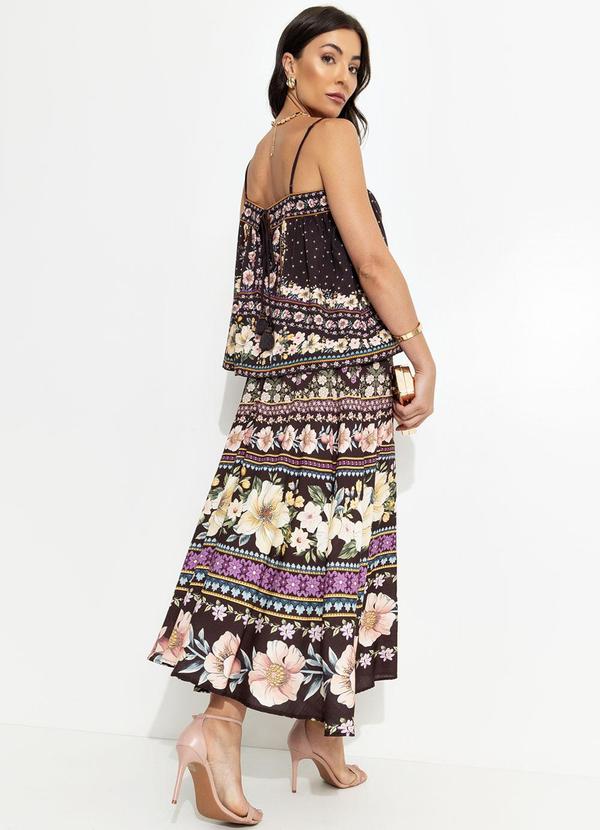 Farm - Regata Flori em Viscose Marrom 4