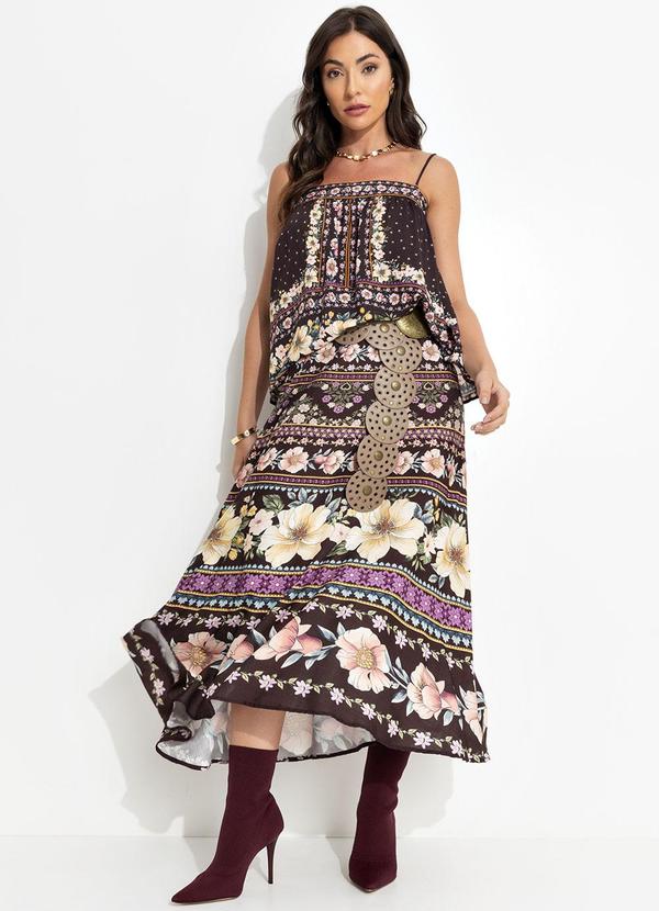 Farm - Regata Flori em Viscose Marrom 7