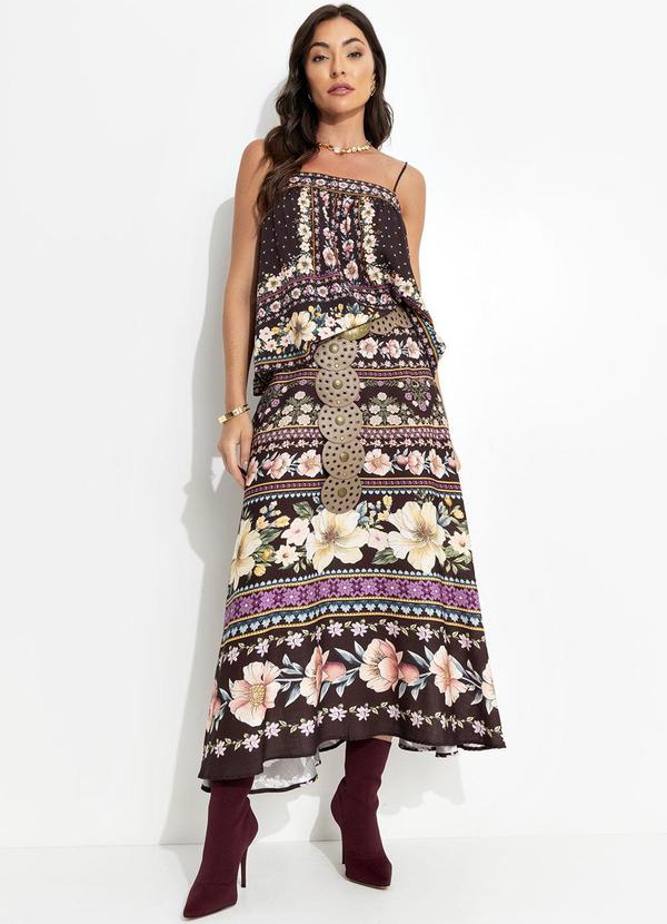 Farm - Regata Flori em Viscose Marrom 8