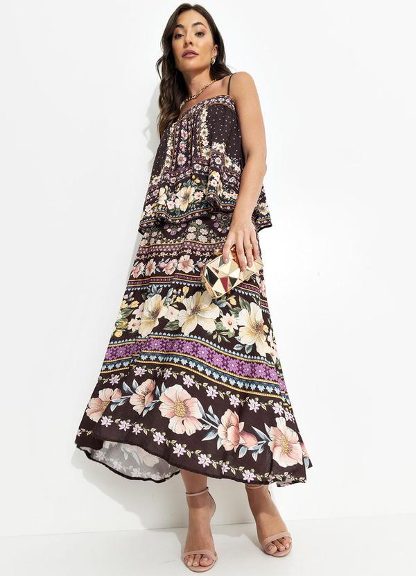 Farm - Regata Flori em Viscose Marrom 9