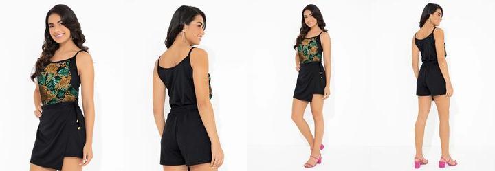 Regata Folhagem Alcinhas e Recortes