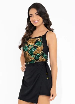 Moda Pop - Regata Folhagem Alcinhas e Recortes - MODA POP