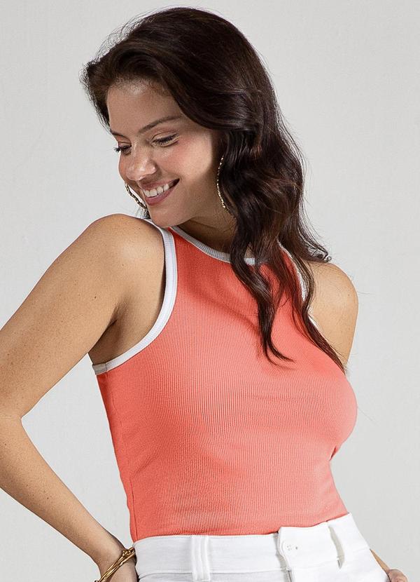 Use Modo - Regata Halterneck Contrastante Laranja