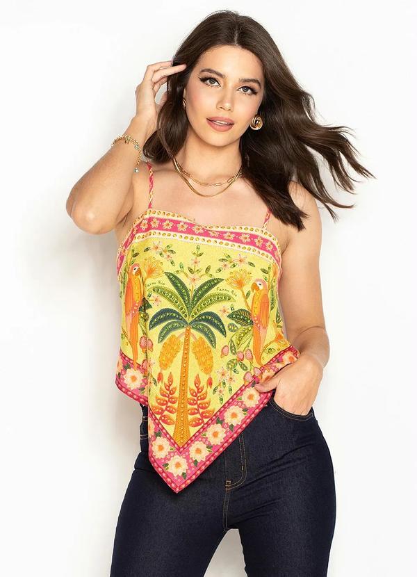 Farm - Regata Lenço de Viscose Verão Tropical Amarelo