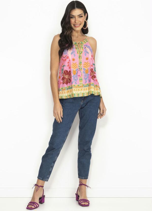 Farm - Regata Viscose Pé de Abacaxi Rosa 3