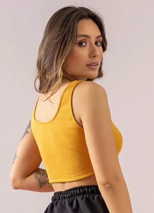 Just Basic - Top Básico em Ribaninha Amarelo - JUST BASIC