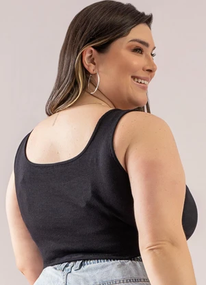 Just Basic - Top Básico em Ribaninha Preto - JUST BASIC