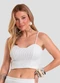 Dianna - Top Cropped Feminino de Alça Texturizada Preto - variação: Bege