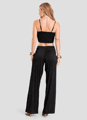 Dianna - Top Cropped Feminino de Alça Texturizada Preto - DIANNA