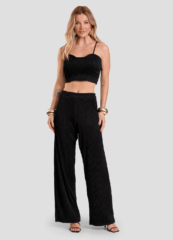 Dianna - Top Cropped Feminino de Alça Texturizada Preto 3