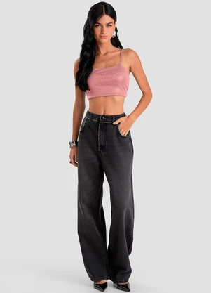 Dianna - Top de Alça em Malha Lantejoula Unica - DIANNA