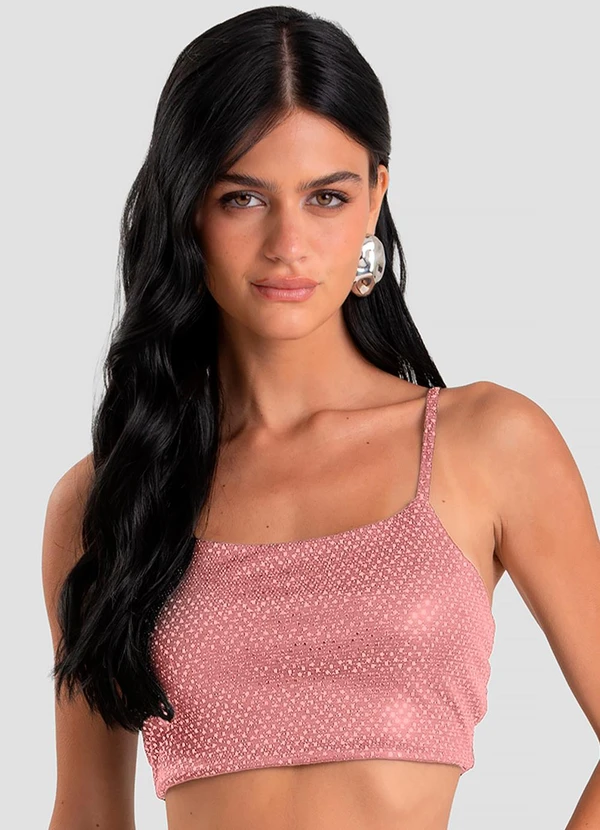 Dianna - Top de Alça em Malha Lantejoula Unica