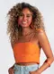 Animale Jeans - Top de Laise Alcinha Branco - variação: Laranja