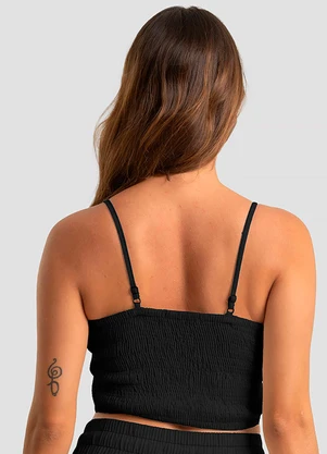 Dianna - Top Feminino de Alça em Linho Strong Preto - DIANNA