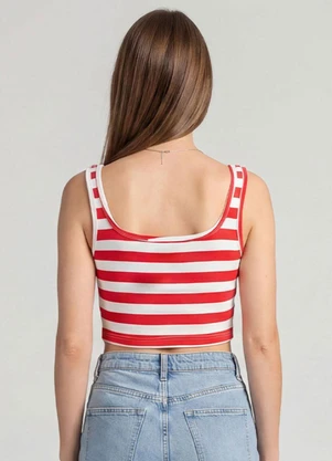 Infinita Cor - Top Feminino Regata em Ribana Vermelho - INFINITA COR