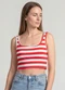 Infinita Cor - Top Feminino Regata em Ribana Preto - variação: Vermelho