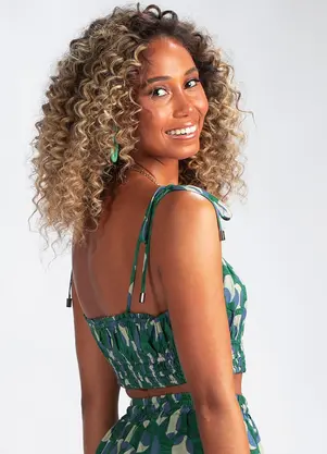 Animale Jeans - Top Poá em Viscose Verde - ANIMALE JEANS