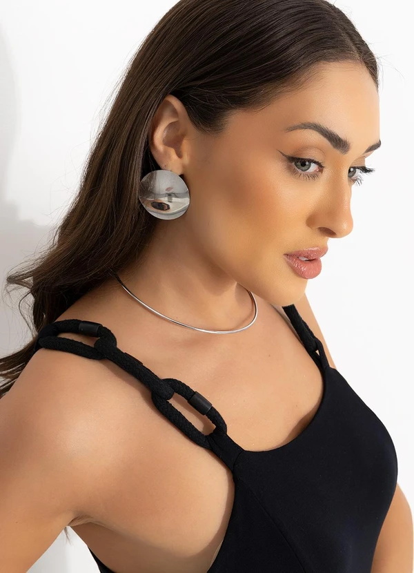 Mob - Vestido Longo Malha Alças de Corrente Preto 4