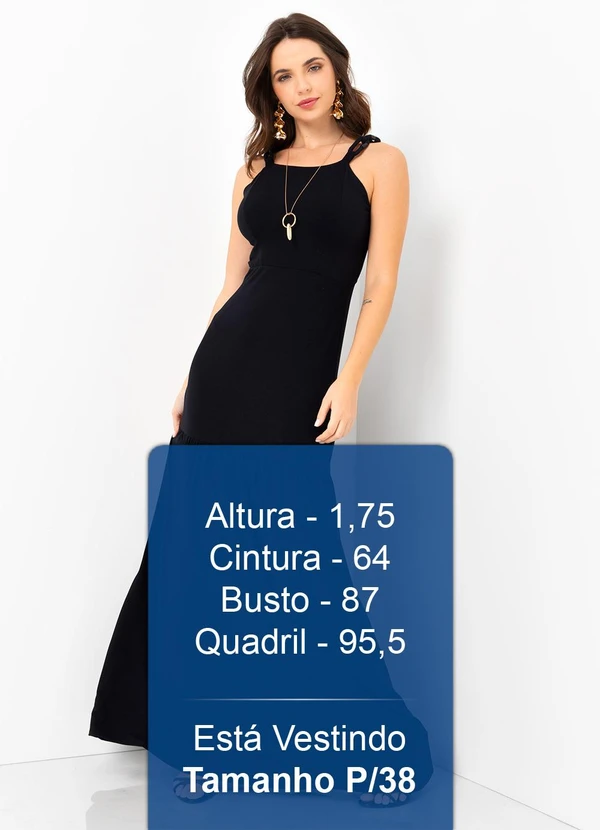 Mob - Vestido Longo Malha Alças de Corrente Preto 5