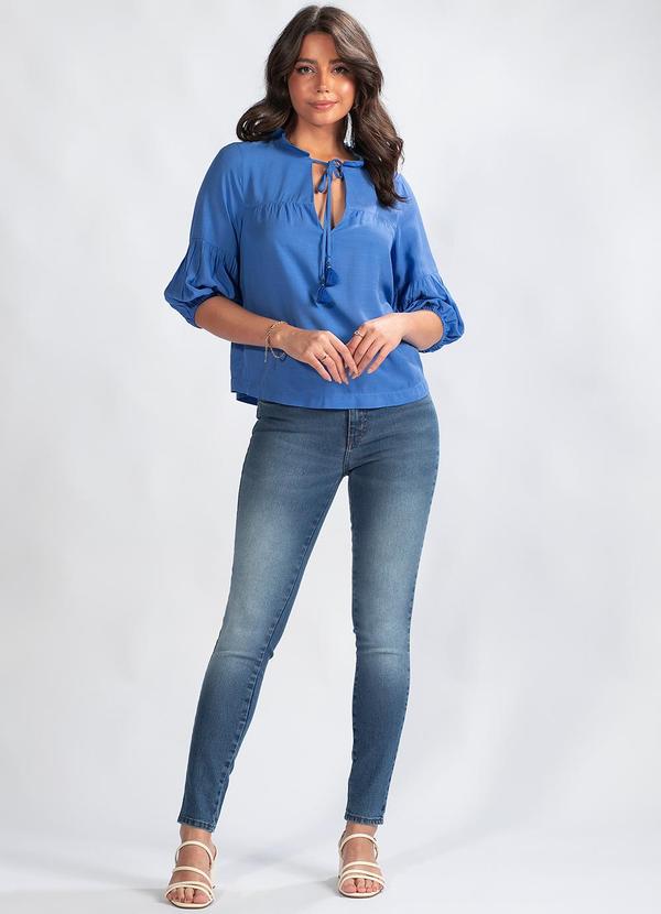 Maria Filó - Bata  em Viscose Azul 3