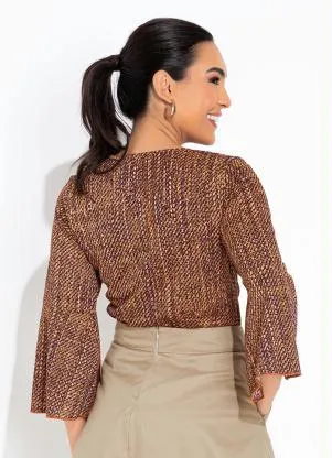 Rosalie - Blusa Abstrata Laranja com Gota - ROSALIE