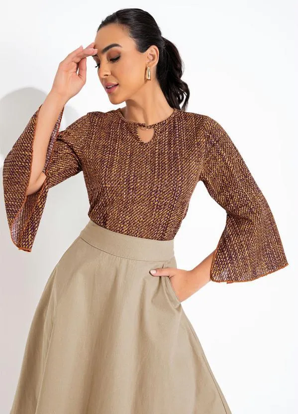 Rosalie - Blusa Abstrata Laranja com Gota 5