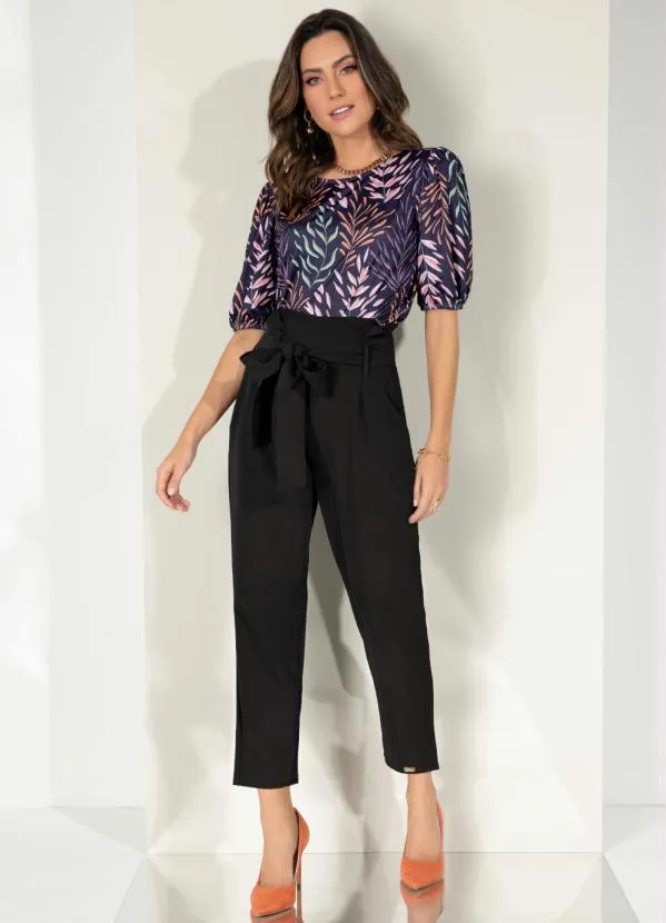 Quintess - Blusa Algas Decote Canoa com Mangas Bufantes 3