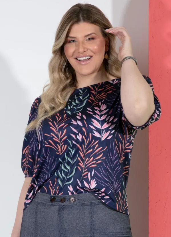 Quintess - Blusa Algas Decote Canoa com Mangas Bufantes 5