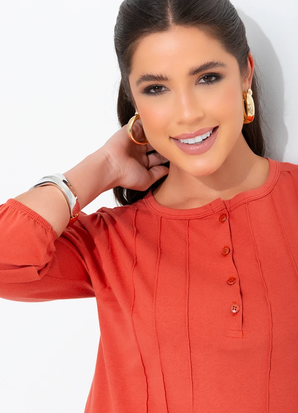 bonprix - Blusa Alongada Manga 3/4 Ferrugem 2